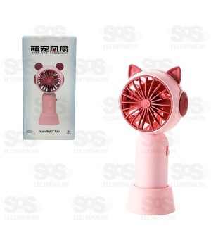 Ventilador Portátil De Mão Orelhinhas Com Base BRQ-VP-25