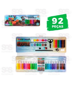 Maleta De Pintura 92 Peças Dino Toy King TK-CR22
