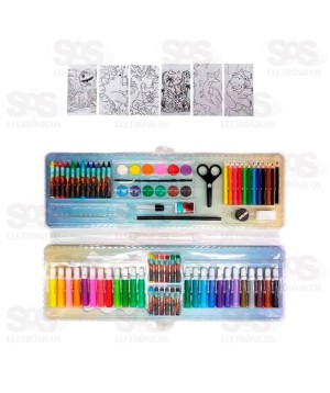 Maleta De Pintura 92 Peças Dino Toy King TK-CR22