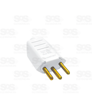 Plug Prensa Cabo Macho 2P+T Branco Com 10 Unidades Luster 1064