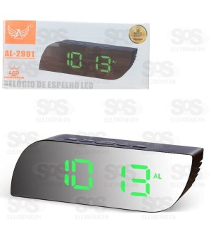 Relógio Digital LED Despertador e Temperatura Espelhado Altomex AL 2991