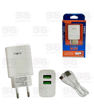 Carregador 2 USB 3.1A Com Cabo Type C Inova CAR-3227C