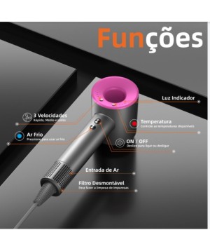 Secador De Cabelo Profissional 110V Ar Quente e Frio Inova CFT-12337