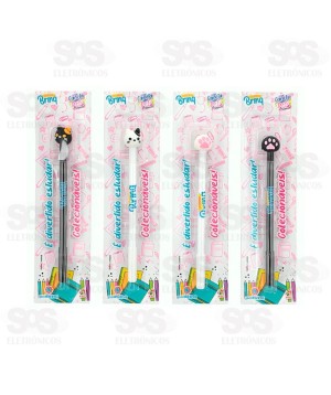 Caneta Esferográfica Divertida Gatinho Polibrinq SCB43