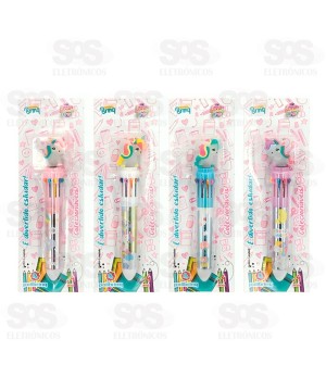 Caneta Com 10 Cores Unicórnio Polibrinq SCB81