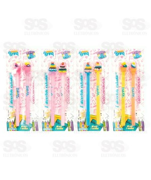 Kit 2 Canetas Esferográficas Divertidas Ice Cream Polibrinq SCB83