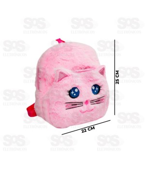 Mini Mochila Escolar Pelúcia Gatinho Polibrinq SCB134
