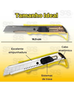 Estilete profissional 18mm com 03 lâminas B-tek BT-320
