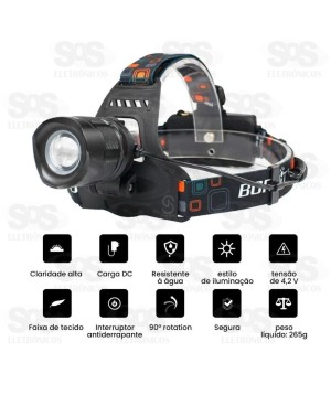 Lanterna de Cabeça e Farol Bike Led Recarregável B-Max BM-810