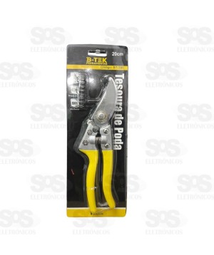 Tesoura De Poda 20cm Ergonômica Com Mola Trava B-tek BT-396