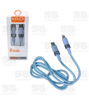 Cabo Iphone Para PD 30W Ponta Emborrachada 1 Metro Kaidi KD-2518CL
