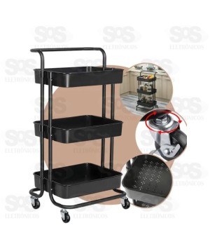 Carrinho Multiuso 3 Andares e Rodizio B-Max BM-F1120