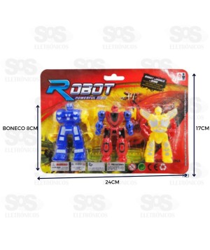 Super Robôs Cartela 3 Unidades Toy King TK-AB 3988