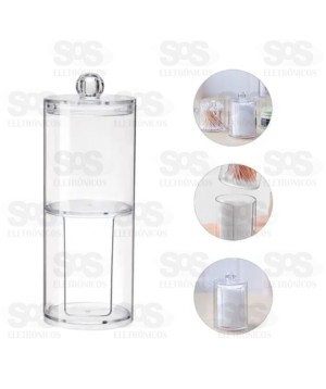 Porta Cotonete e Algodão Duplo Acrílico B-Max F1169