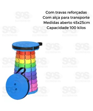 Banco Retrátil Portátil Com Alça Camping Colorido Caerus 2936