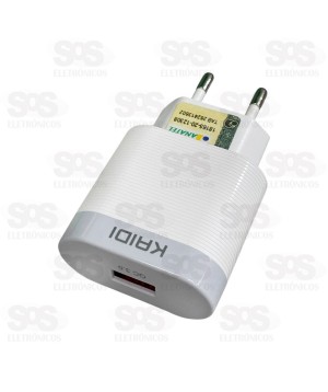 Carregador Turbo USB QC3.0 18W Cabo Lightning Kaidi KD-550A