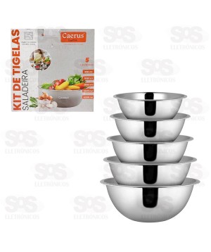 Kit Tigelas Bowl Inox 5 Peças Caerus CRS-2569