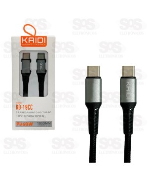 Cabo De Dados Type C 60W 1 Metro Kaidi KD-19CC