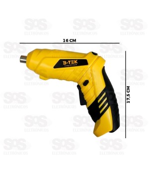 Parafusadeira Elétrica 3.6V Sem Fio Com Acessórios B-Tek BT-DZ38