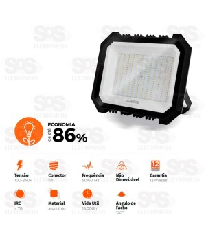 Refletor Pro Holofote LED Branco 300W IP65 BDR2-0300