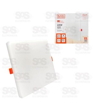 Painel Quadrado LED Branco 24W Sobrepor + Embutir BDPD-2400