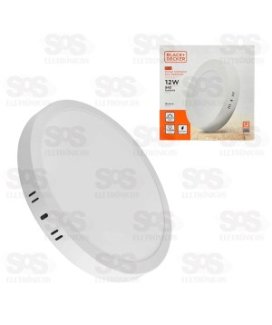 Painel Eco Redondo Sobrepor LED Branco 12W Black+ Decker BDPD-0800