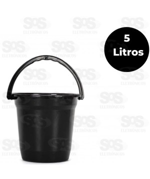 Balde Plástico 5 litros Preto Plasmarc 275