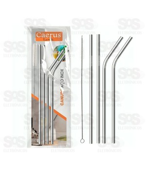 Kit Canudos Aço Inox 5 Peças Caerus CRS-2813