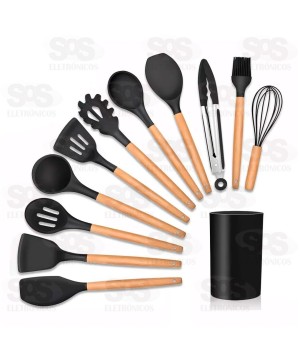 Kit Utensílios de Silicone Com 12 Peças Cores Variadas
