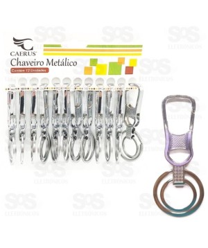 Chaveiro Mosquetão Com Argola Dupla Com 12 Unidades Caerus CRS-1059
