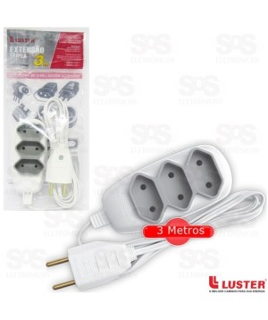 Extensão Tripla 3 Metros 2P Luster 2168