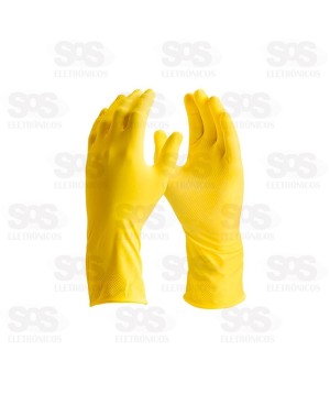 Par de Luvas Látex Multiuso Tamanho G Amarela SQ2852