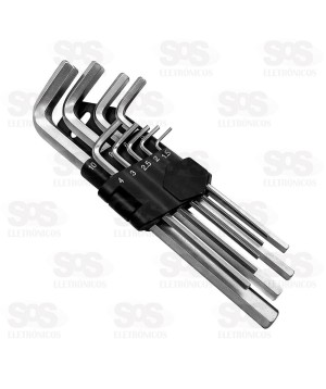 Kit Chave Allen longa 1,5mm-10mm Com 9 Peças FBG 3221