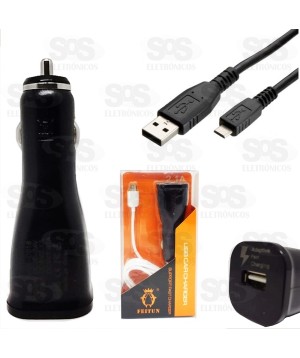 Carregador Veicular 1 Portas USB  Com cabo Micro USB (V8)