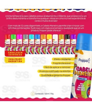 Pinta Cabelo Spray 125ml Cintilante Amarelo Popper