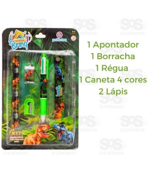 Kit Escolar Com Caneta 4 Cores  Polibrinq SCB51