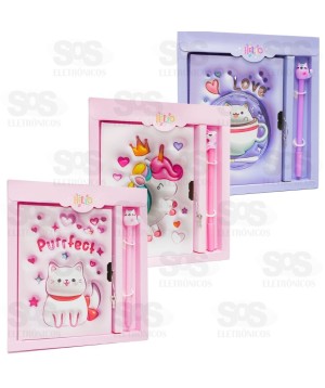 Kit Escolar Com Caderno e Caneta Polibrinq SCB63