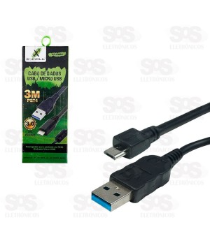 Cabo USB Para Micro USB V8 3 Metros X-Cell XC-CAB6