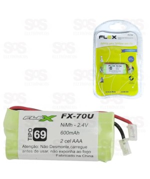 Bateria Para Telefone Sem Fio 2 Células AAA Flex fx-70u