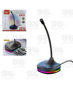 Microfone Gamer de Mesa Com Hub 3 USB AL-M66