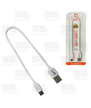 Cabo USB Para Type C 4.8A 30CM Eletromex EL-3128-TY