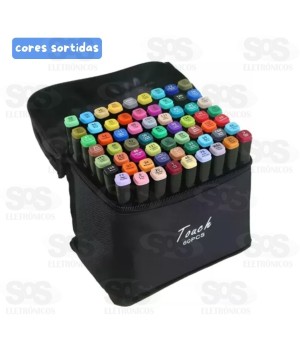 Kit 60 Caneta Marcador Ponta Dupla Cores Sortidas