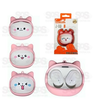 Fone De Ouvido Muda Rostinho Fofo Bluetooth Eletromex J-60B