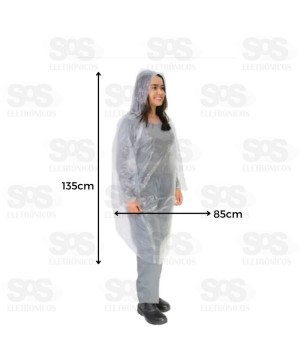Capa De Chuva Plástica Com Capuz Descartável Maxmidia MAX-8805