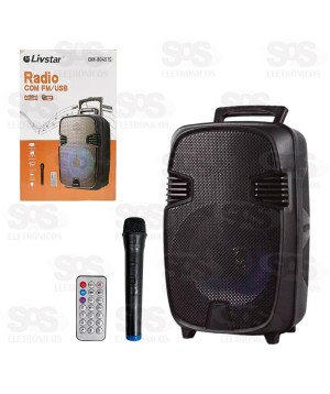Caixa De Som 40W Com Microfone e Controle Livstar CNN-8045TS