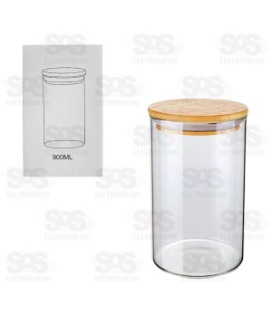 Pote Acrílico Redondo Com Tampa De Bambu 900ML TOP1059