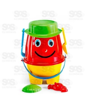 Balde Boneco 7 Peças Colorido Poliplac 4606