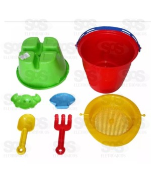 Balde Boneco 7 Peças Colorido Poliplac 4606