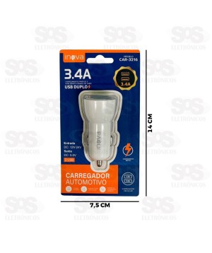 Carregador Veicular 3.4A Com 2 USB Inova CAR-3216