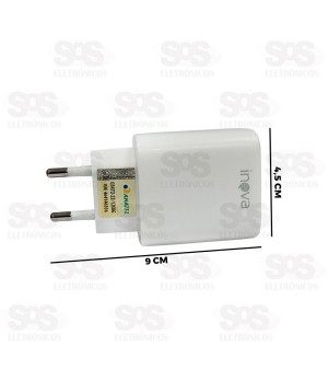 Carregador 2 USB 4.8A Com Cabo Type C Inova CAR-3156C